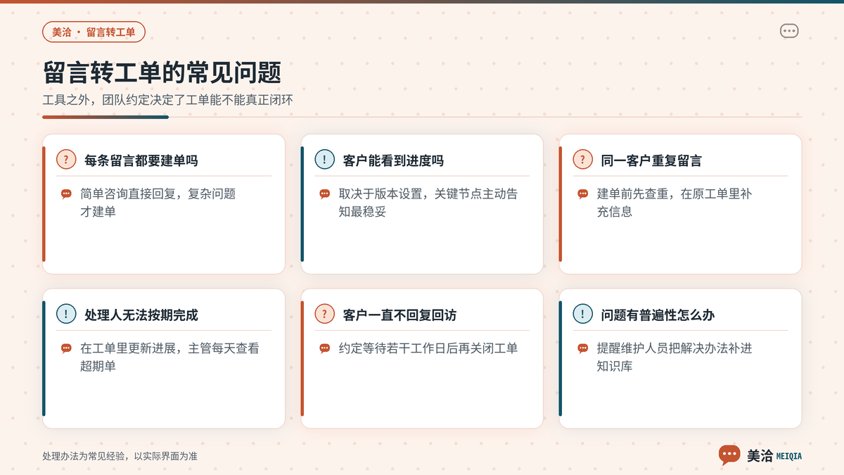 美洽留言转工单过程中的常见问题与处理方法示意