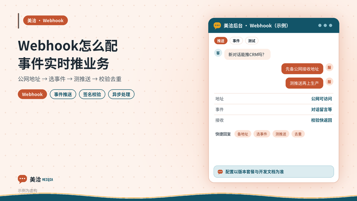 美洽Webhook怎么配置：新对话和新留言实时推送到自己的业务系统
