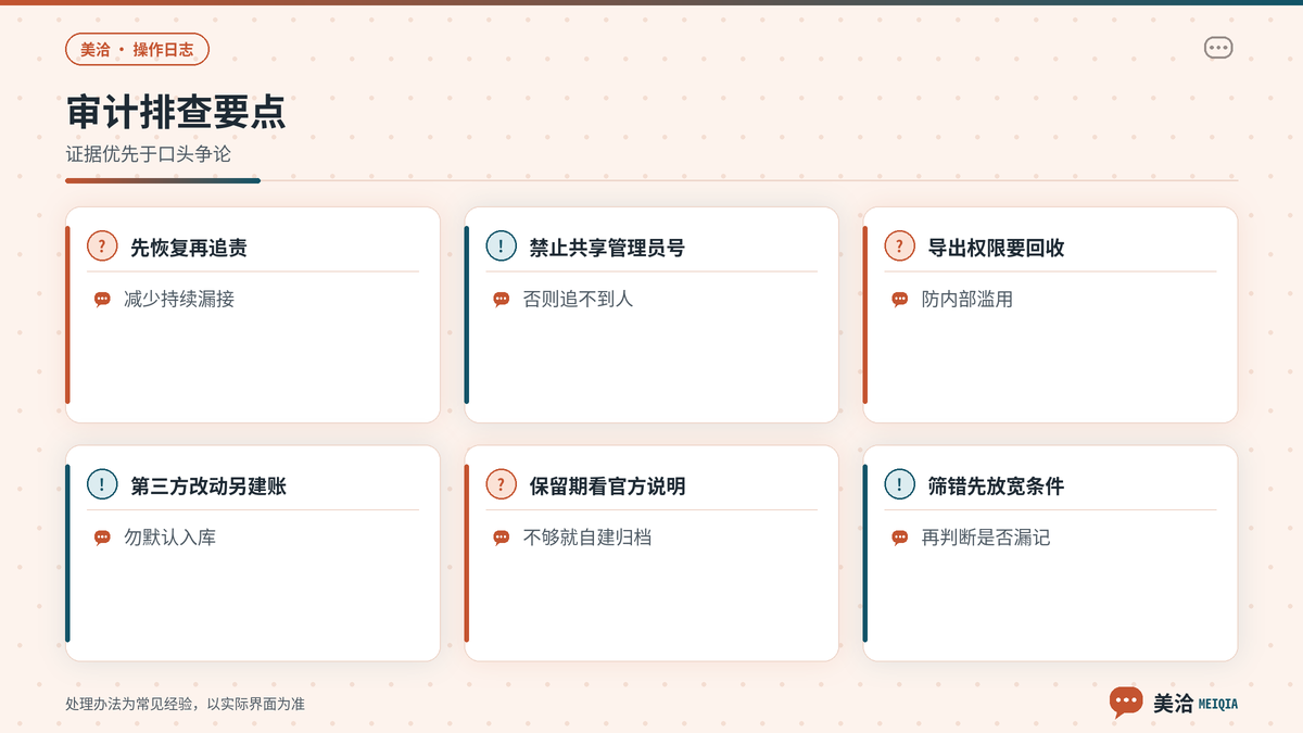 美洽操作日志排查漏接与导出权限变更要点