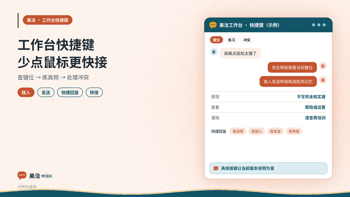 美洽工作台快捷键提升接听回复转接效率示意图