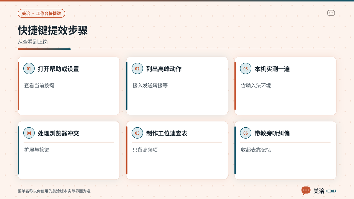 美洽工作台常用快捷键查看与练习步骤示意