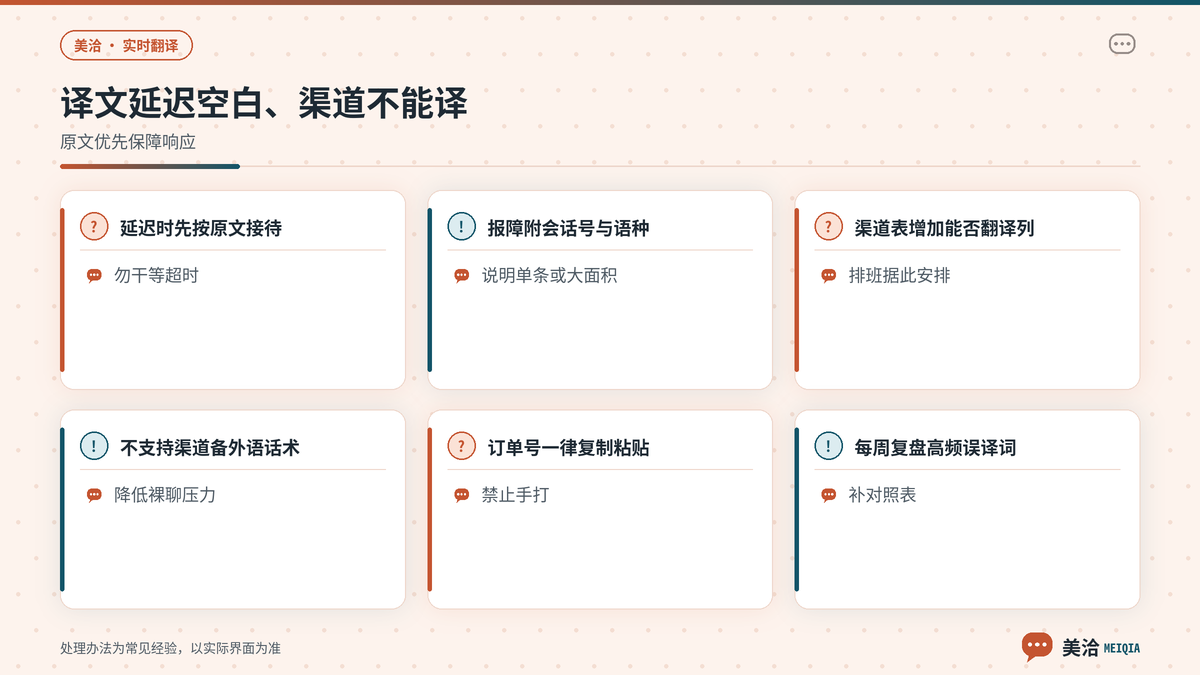 美洽实时翻译延迟空白与渠道不支持时的排查要点