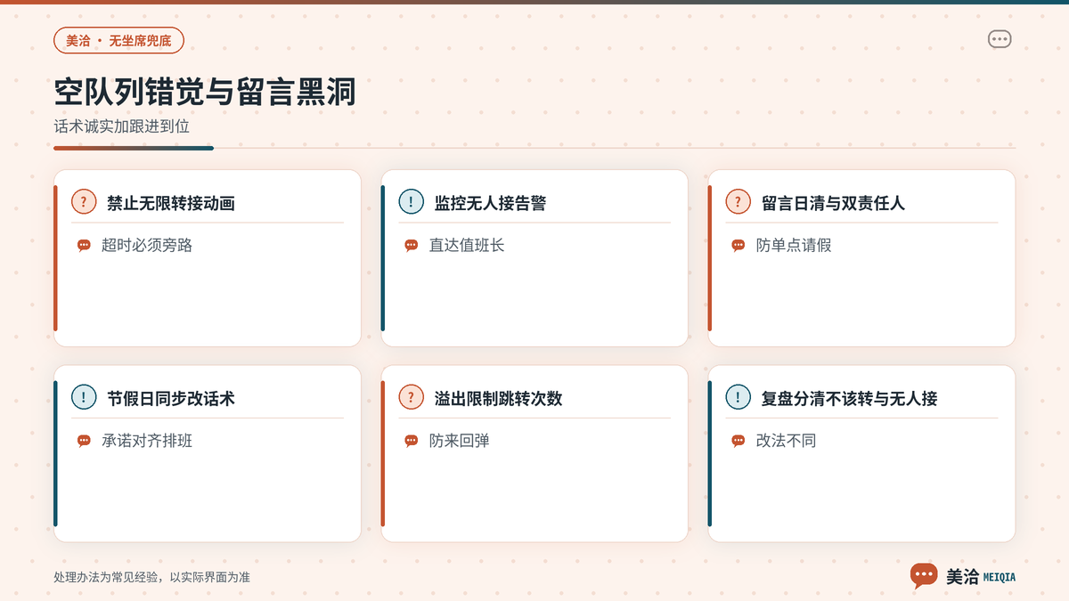 美洽转人工空队列与留言无人跟进的排查验收要点